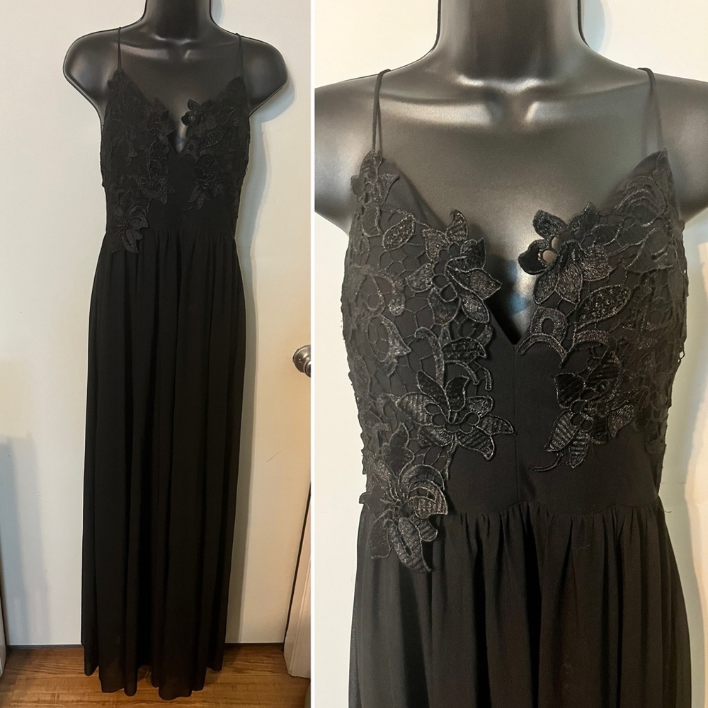 Entry Spaghetti Strap Maxi Gown Prom Sz M Black